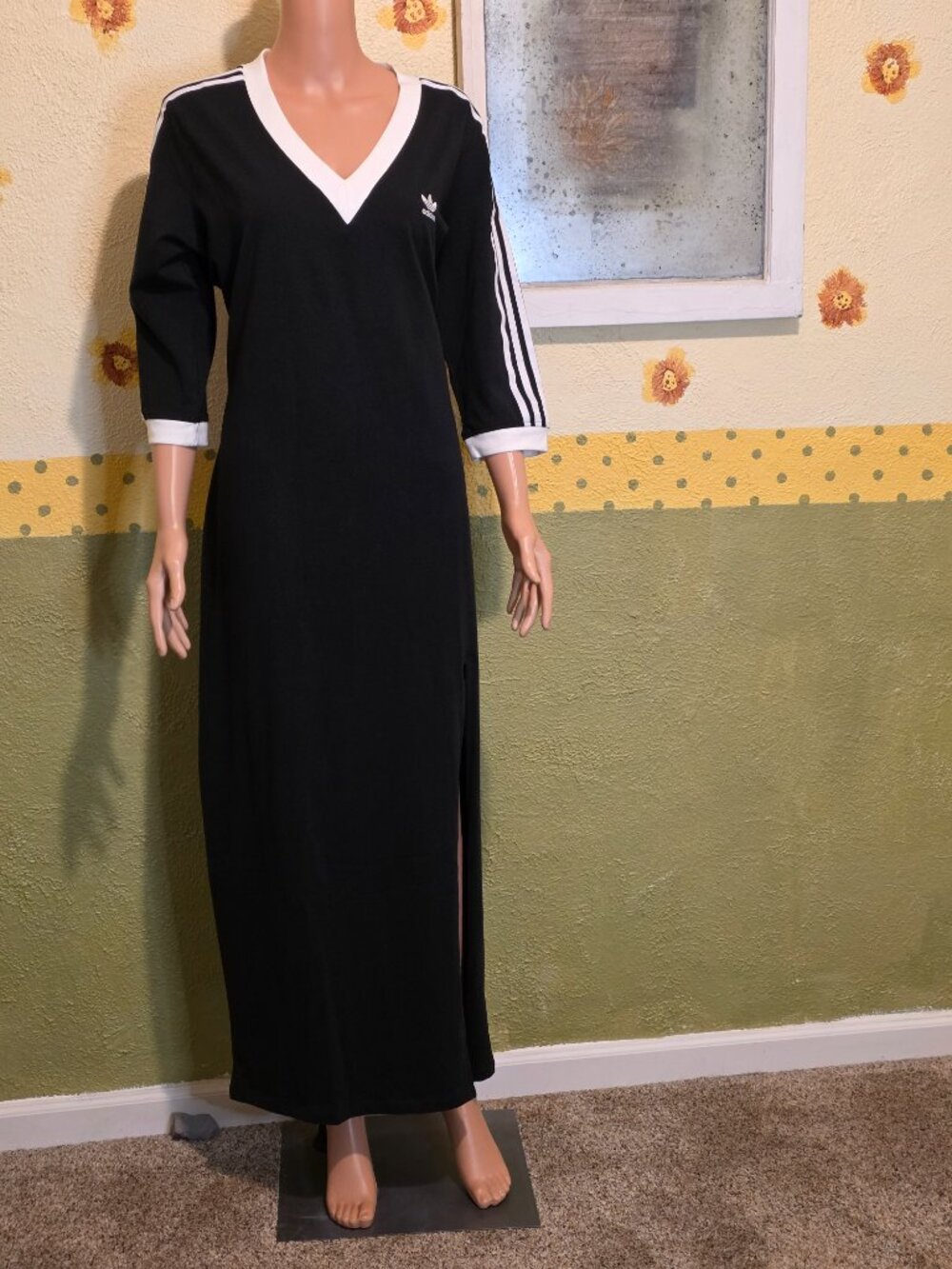 Adidas Adicolor Classics 3-Stripes Maxi Dress NWT Black 1X - Picture 2 of 16